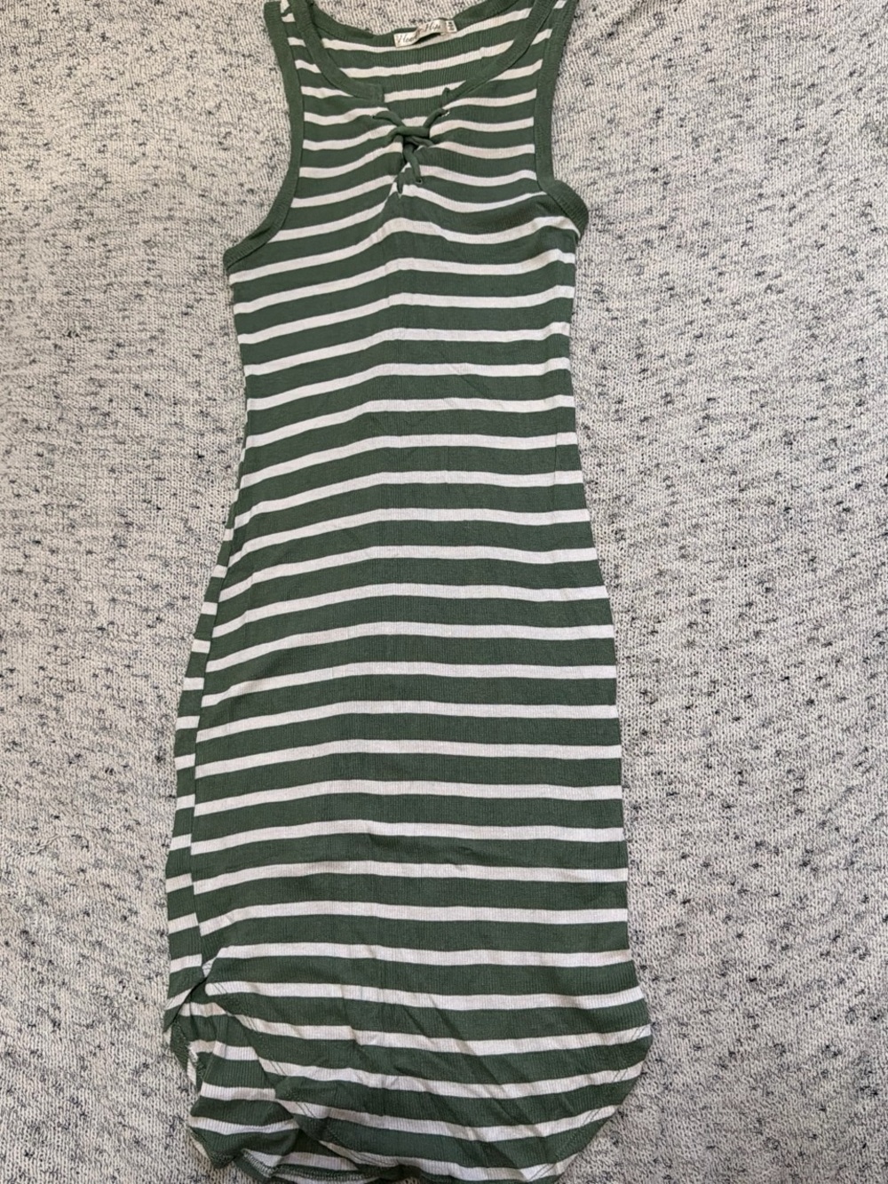Striped Green & White Sleeveless Knit Dress
